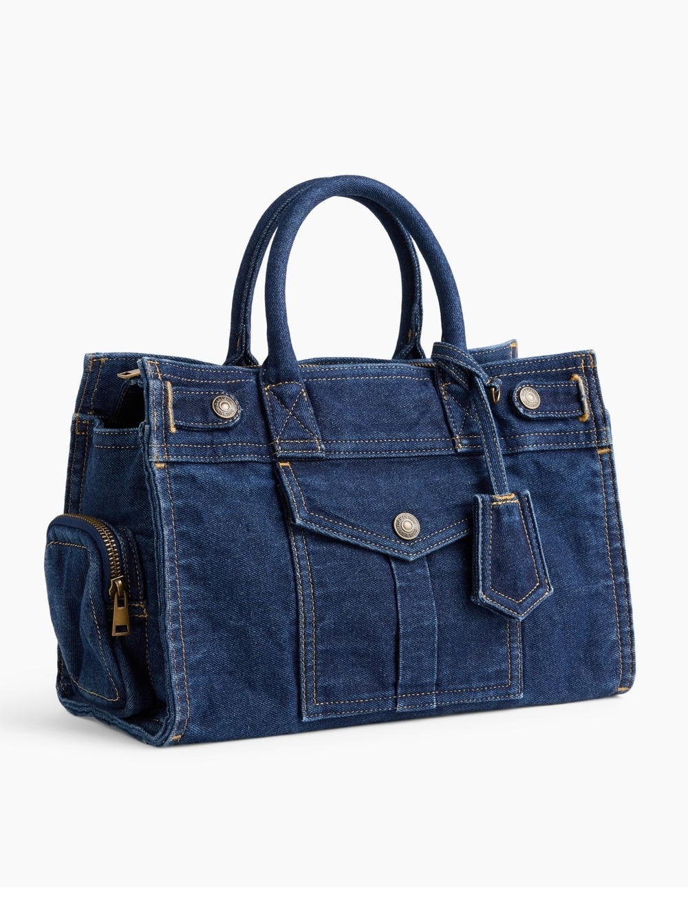 GAP Denim 5 Pocket Satchel Tote Bag - Dark Blue Cute Front Pocket Fall Release M